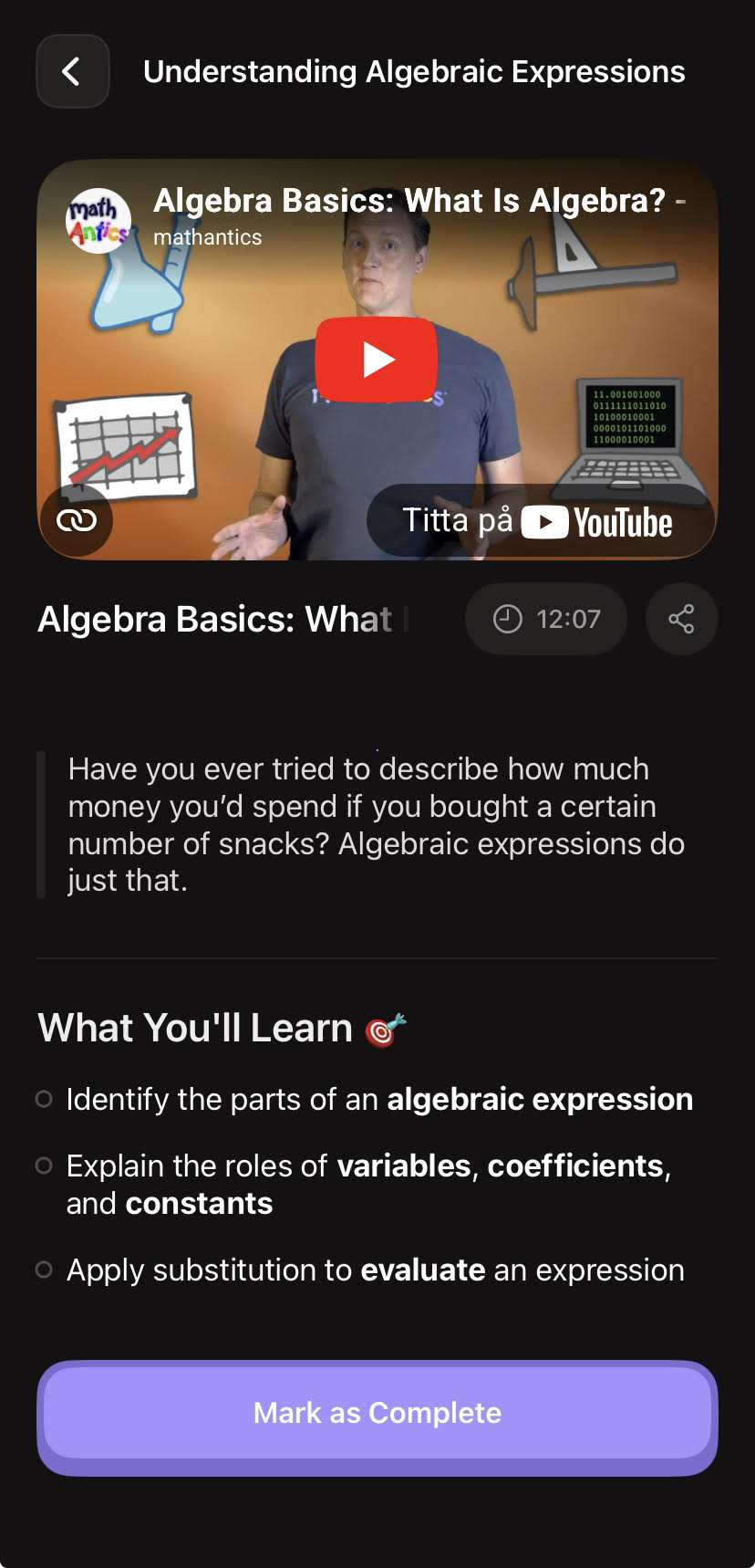 Lesson view